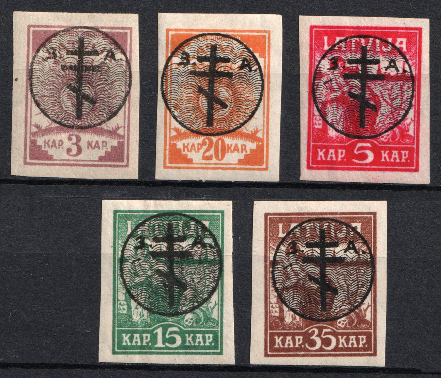 1919 West Army, Russia, Civil War (Russika 12, 15, 20 Tt, 21 - 22, Signed, CV $160)