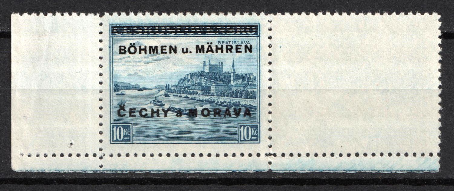 1939 10kc Bohemia and Moravia, Germany (Mi. 19 LW, Leerfeld, Empty Field, Margins, Signed, CV $120)