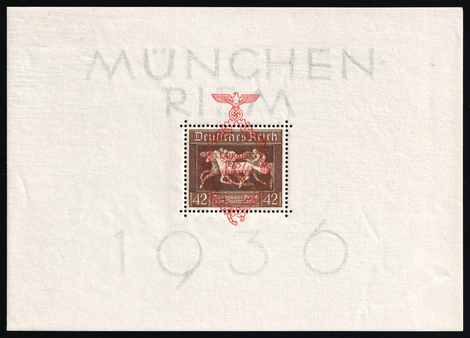 1937 Third Reich, Germany, Souvenir Sheet (Mi. Bl. 10, CV $80)