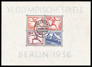 1936 Third Reich, Germany, Souvenir Sheet