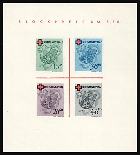 1949 Rhineland-Palatinate, French Zone of Occupation, Germany, Souvenir Sheet