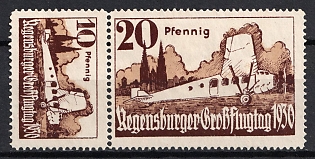 1930 'Regensburg Air Show', Germany, Semi-Official Airmail Stamps, Se-tenant, Zusammendrucke