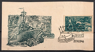 1944 10f Woldenberg, Poland, POCZTA OB.OF.II C, WWII Camp Post, Postal Card, FDC