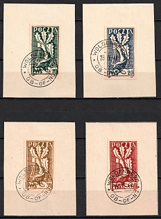 1944-45 Woldenberg, Poland, POCZTA OB.OF.II C, WWII Camp Post (Full Set, On piece)