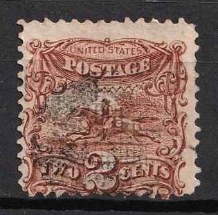 1869 2c Post Horse and Rider, United States, USA (Brown)