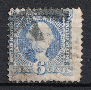 1869 6c Washington, United States, USA (SHIFTED Perforation, Ultramarine)