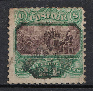 1869 24c The Declaration of Independence, United States, USA (Green and Violet)