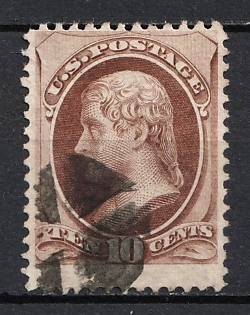 1870 10c Jefferson, United States, USA (Brown)