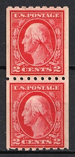 1910 2c Washington, United States, USA, Vertical Pair