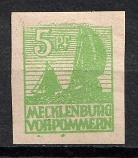 1945 5pf Mecklenburg-Vorpommern, Soviet Russian Zone of Occupation, Germany (Upper edge lines damaged)
