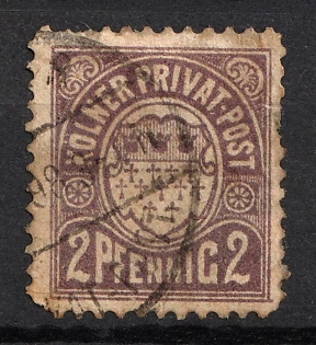 1897-99 Koln, Germany Local Post, Private City Mail (Violet Brown Color)
