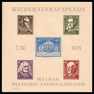 1946 Thuringia, Soviet Russian Zone of Occupation, Germany, Souvenir Sheet