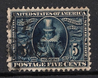 1907 5c Jamestown Exposition Issue, United States, USA (Deep Blue)