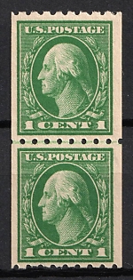 1912 1c Washington, United States, USA, Guide Line Pair (Green)