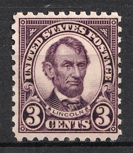 1925 3c Lincoln, United States, USA (Violet)