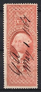 1862 5d First Issue, United States, USA, Manifest Revenue Stamp