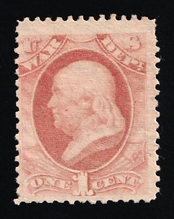 1873 1c Franklin, Official Mail Stamp 'War', United States, USA (Rose)