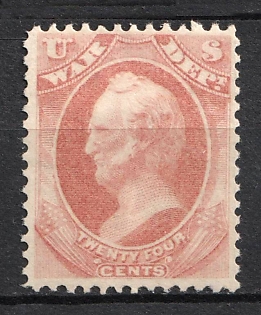 1873 24c Winfield Scott, Official Mail Stamp 'War', United States, USA (Rose)