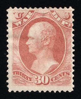 1873 30c Hamilton, Official Mail Stamp 'War', United States, USA (Rose)