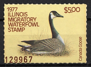 1977 5d Illinois State Duck Stamp, United States Hunting Permit Stamp