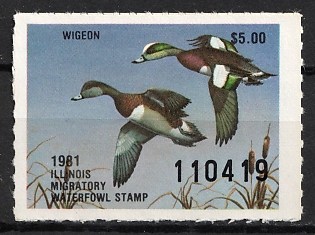1981 5d Illinois State Duck Stamp, United States Hunting Permit Stamp