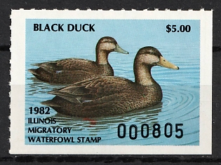1982 5d Illinois State Duck Stamp, United States Hunting Permit Stamp