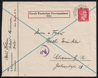 1943 (13 May) Third Reich, Germany, German Post Office Oslo, Cover to Oslo via Berlin franked with 12pf
