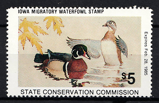 1984 5d Iowa State Duck Stamp, United States Hunting Permit Stamp