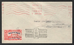 1934 (6 Jun) 'First British Flight', 'Trial Sussex Firing Downs', Great Britain, Gerhard Zucker Pioneer Rocket Mail Cover from Brighton (Great Britain) to Dresden (Germany)
