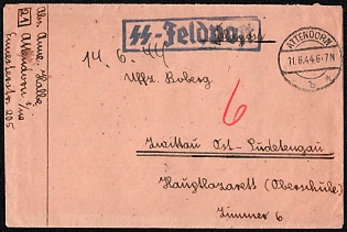 1944 (11 Jun) Third Reich, Germany, SS-Military Mail, Field Post Feldpost Cover from Attendorn