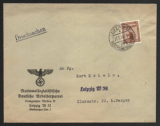 1939 (27 Jan) Third Reich, Germany, Official NSDAP Cover used in Leipzig franked with 3pf