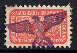 1933-1945 2RM Imperial Statistical Office, Third Reich Nazi Germany Revenue Stamp