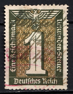 1933-1945 Half a Reichsmark Document Tax German Empire, Third Reich Nazi Germany Revenue Stamp