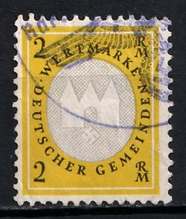 1933-1945 2RM German Municipality Status Stamp, Third Reich Nazi Germany Revenue Stamp