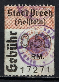 1933-1945 0.50RM Reichspfennig City of Dreet-Holstein, Third Reich Nazi Germany Revenue Stamp