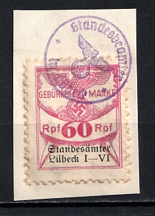 1933-1945 60Rpf Reichspfennig Birth Stamp, Third Reich Nazi Germany Revenue Stamp
