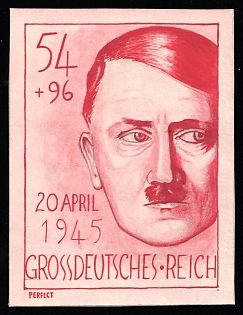 1945 '20 April 1945 Great German Empire', Adolf Hitler, Third Reich Nazi Germany Propaganda Label Stamp