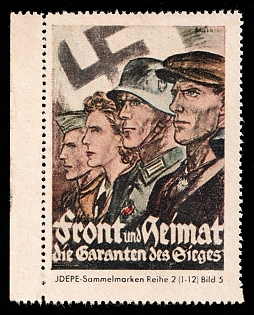 1933-1945 'Front and Country the Guarantors of Victory', WWII German Army Military, Third Reich Nazi Germany Propaganda Label Stamp
