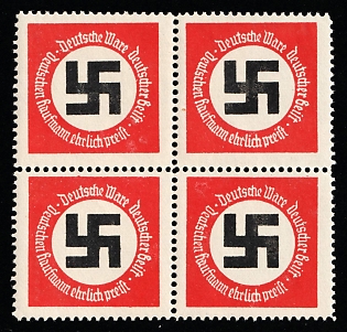 1933-1945 'German Goods, German Spirit', Large Swastika, Third Reich Nazi Germany Propaganda Label Stamp