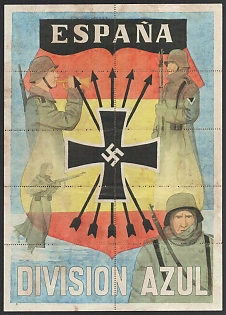 1933-1945 'Spanish Blue Division', Spain Souvenir Sheet with Food stamps coupons, Nazi Propaganda Espana, Extremely Rare
