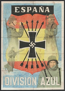 1933-1945 'Spain Blue Division', Spain Souvenir Sheet with Food stamps coupons, Nazi Propaganda Espana, Extremely Rare