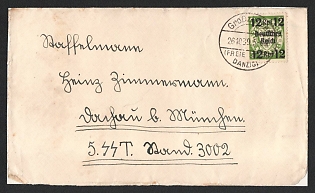 1939 (26 Oct) Third Reich, Germany, Cover from Gdansk (Poland) to Munich franked with 12pf