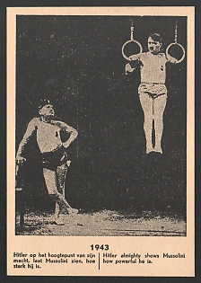 1943 Anti-Germany, Allied Propaganda, 'Hitler Almighty Shows Mussolini How Powerful He is', WWII Caricature