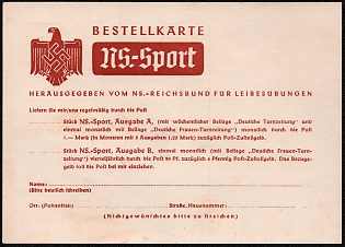 1933-1945 'Published By Ns. Reich Association for Physical Exercises', Nazi Propaganda Postcard