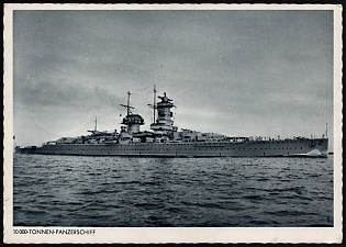 1943 '10,000 Ton Armoured Ship', Nazi Propaganda Postcard