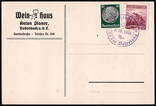 1938 'Wine House Anton Planer, Bodenbach', Nazi Propaganda Postcard