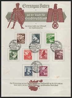 1938 'Grenzgau Baden on Guard for Greater Germany, the Loyal Helper of the Ostmark, the Sudetenland', Nazi Propaganda Souvenir Sheet