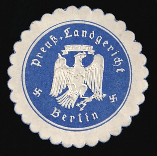 1933-1945 Berlin Prussian Regional Court Third Reich Nazi Germany Mail Seal