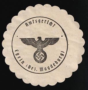 1933-1945 Egeln District Court (Magdeburg District) Third Reich Nazi Germany Mail Seal