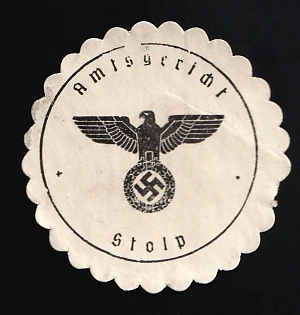 1933-1945 Stolp District Court Third Reich Nazi Germany Mail Seal